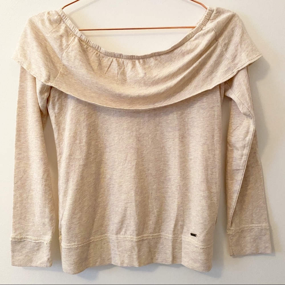 Cream Beige Off the Shoulder Sweater Top size XS
